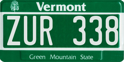 VT license plate ZUR338