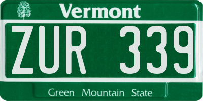 VT license plate ZUR339