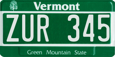 VT license plate ZUR345