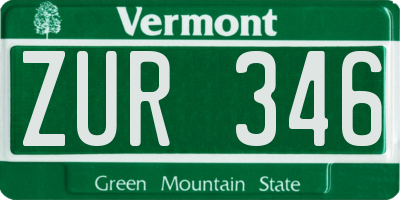 VT license plate ZUR346