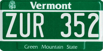 VT license plate ZUR352