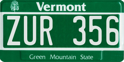 VT license plate ZUR356