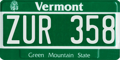 VT license plate ZUR358