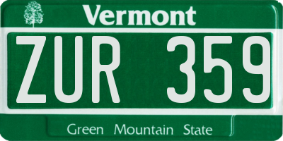 VT license plate ZUR359