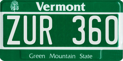 VT license plate ZUR360