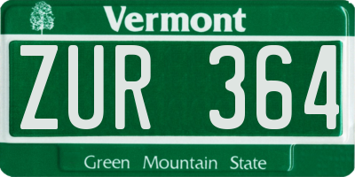 VT license plate ZUR364