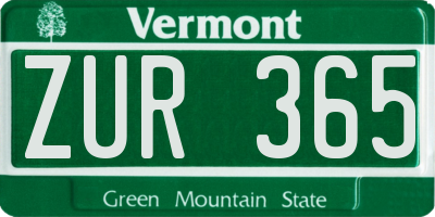 VT license plate ZUR365