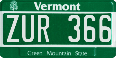 VT license plate ZUR366