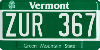 VT license plate ZUR367