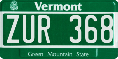 VT license plate ZUR368