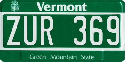 VT license plate ZUR369