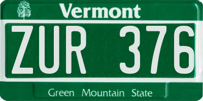 VT license plate ZUR376