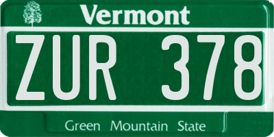 VT license plate ZUR378