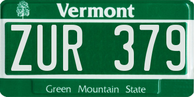 VT license plate ZUR379