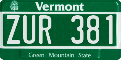 VT license plate ZUR381