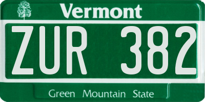 VT license plate ZUR382
