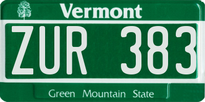 VT license plate ZUR383