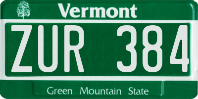 VT license plate ZUR384