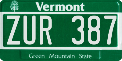 VT license plate ZUR387
