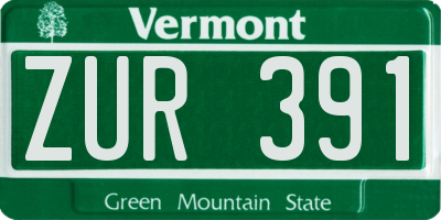 VT license plate ZUR391