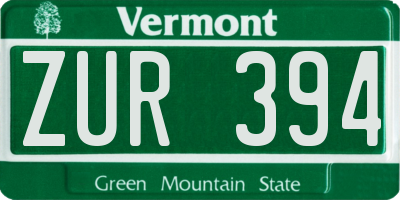 VT license plate ZUR394