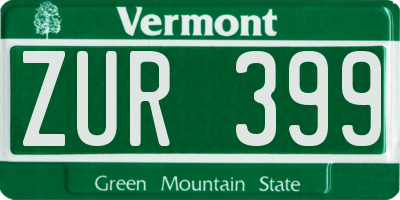 VT license plate ZUR399