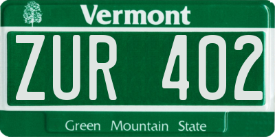 VT license plate ZUR402