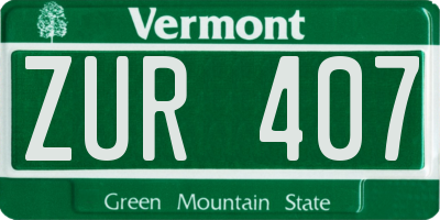 VT license plate ZUR407