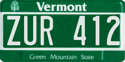 VT license plate ZUR412