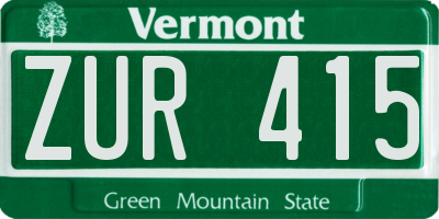 VT license plate ZUR415