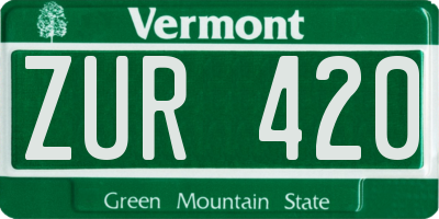 VT license plate ZUR420