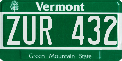 VT license plate ZUR432