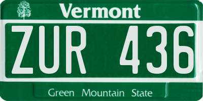 VT license plate ZUR436