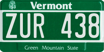 VT license plate ZUR438