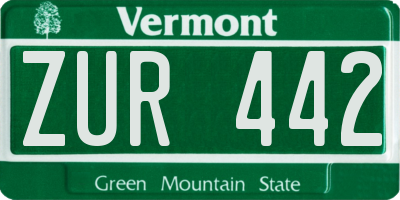 VT license plate ZUR442