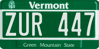 VT license plate ZUR447