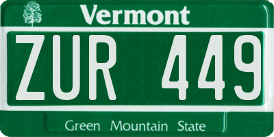 VT license plate ZUR449