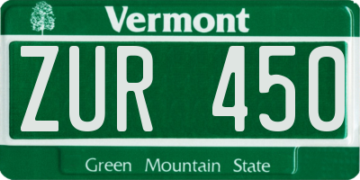 VT license plate ZUR450