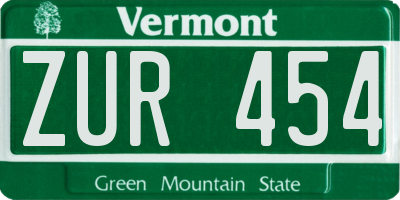 VT license plate ZUR454