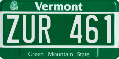 VT license plate ZUR461