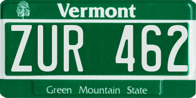 VT license plate ZUR462