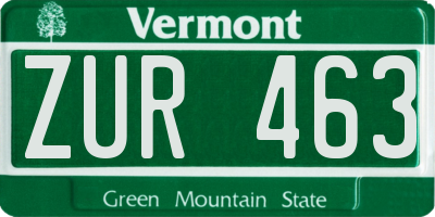 VT license plate ZUR463