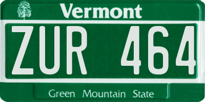 VT license plate ZUR464