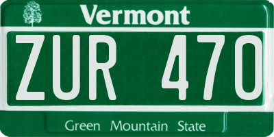VT license plate ZUR470