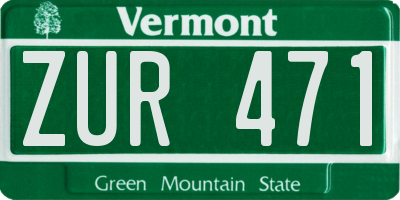 VT license plate ZUR471