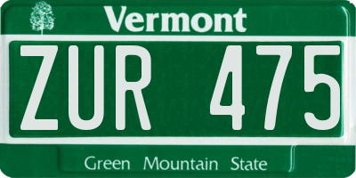 VT license plate ZUR475