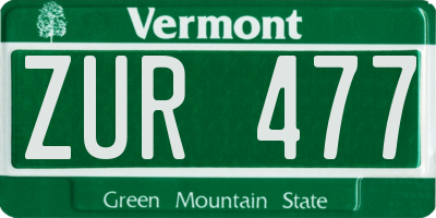VT license plate ZUR477