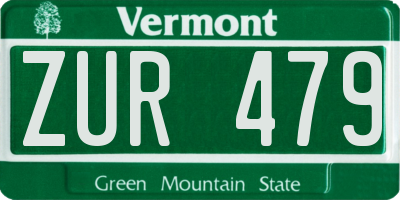 VT license plate ZUR479