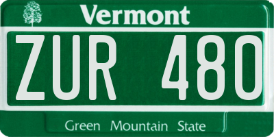 VT license plate ZUR480