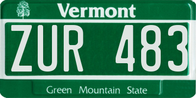 VT license plate ZUR483
